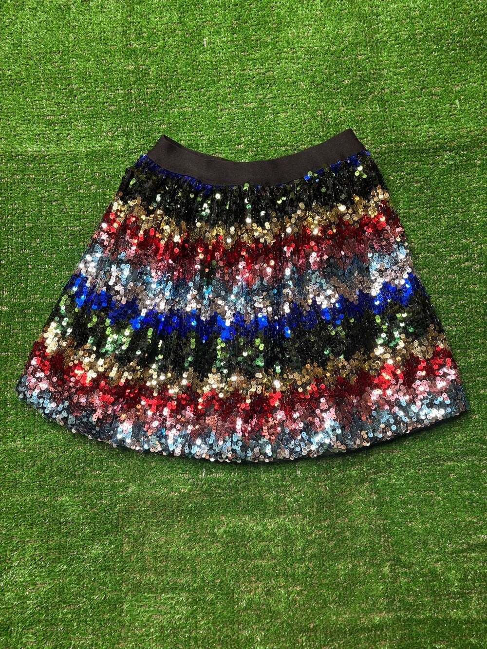 Lola & the Boys Multicolor Striped Sequin Mini Skirt Size 8